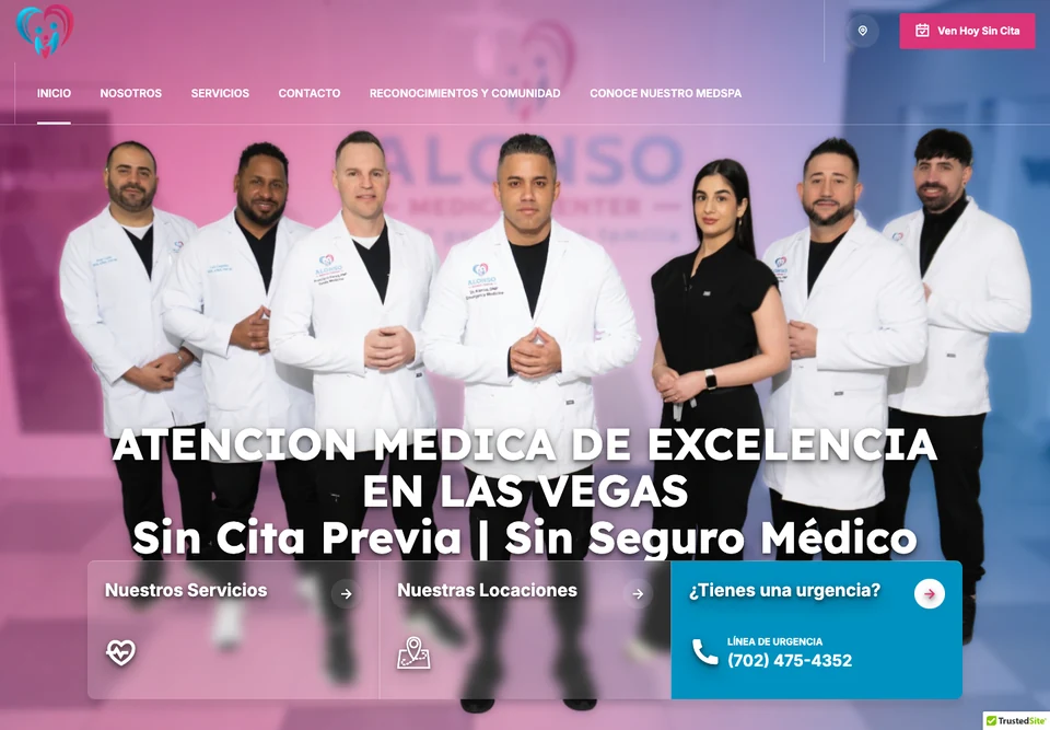 Screenshot of the Alonso Medical Center website